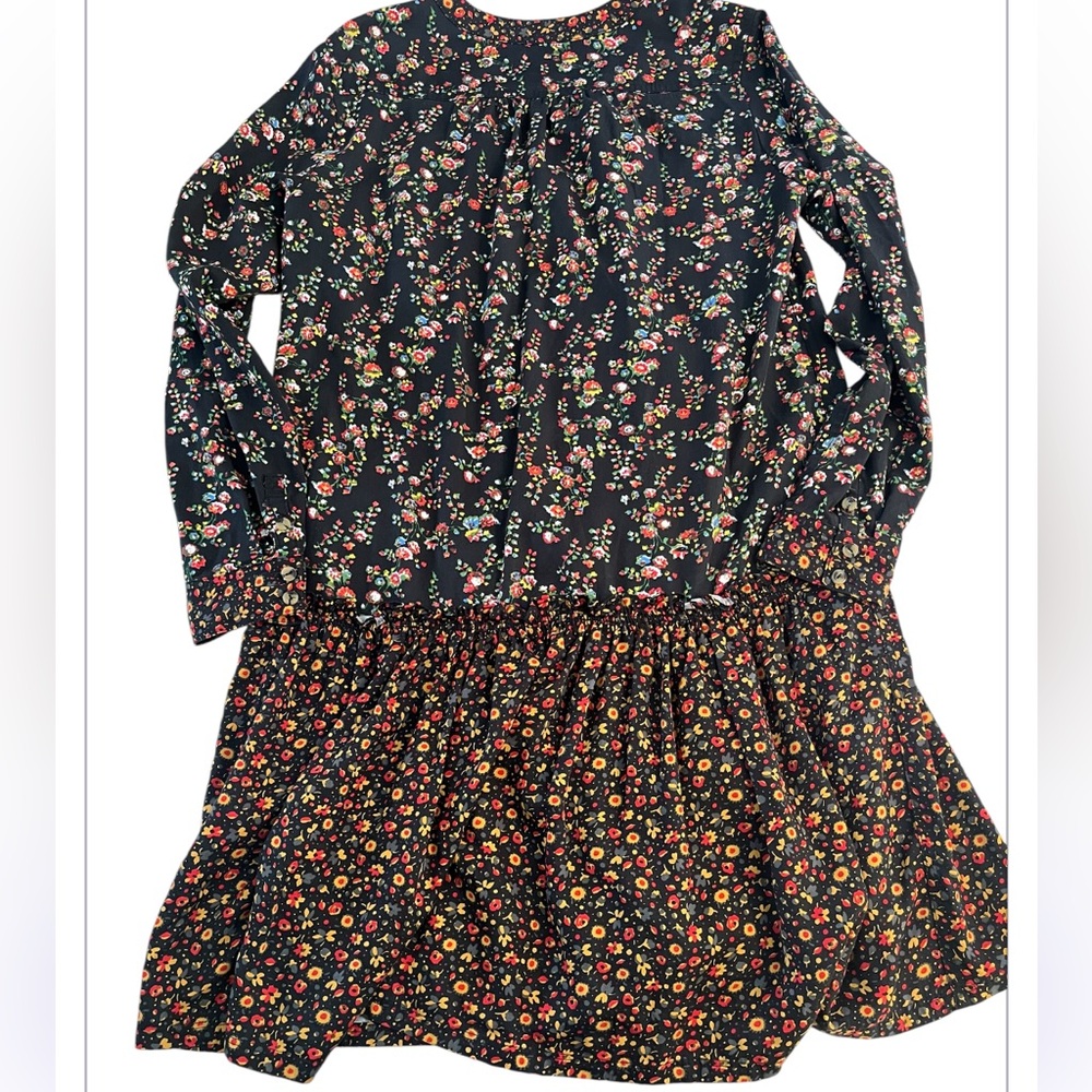Anthropologie Maeve Marlie Button-Front Tunic Floral Long Sleeved Dress 8 - Picture 6 of 12